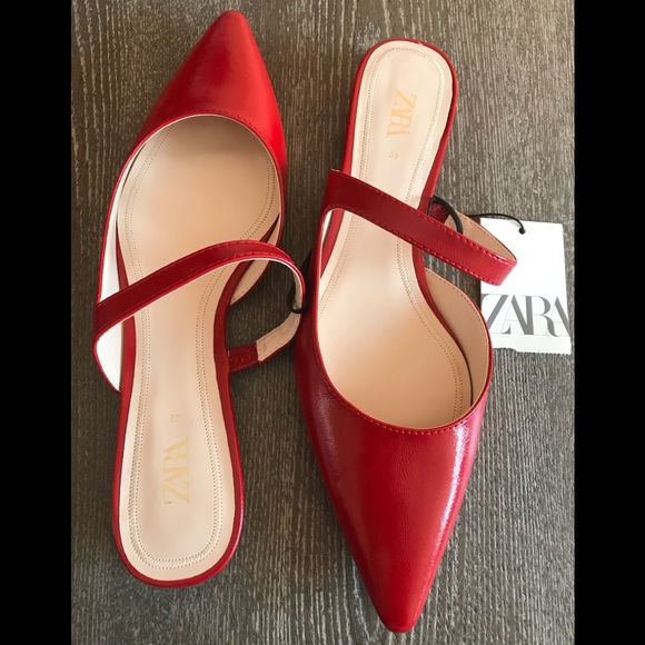 ZARA WOMEN’S FLAT RED MULES - Picture 4 of 8